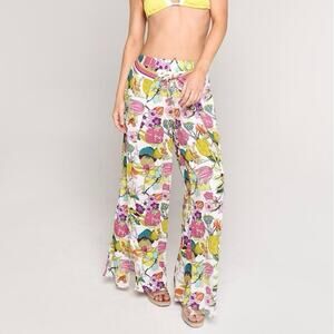 Trina Turk Wrap Pants Key West Botanical Size Large Resort Swim Coverup Tropical